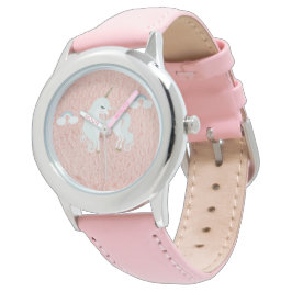 Pulsera Reloj de la cara de la pluma de Unicornio Peach/Pi