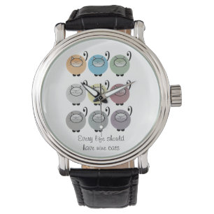 Pulsera Reloj de la cita del gato de nueve vidas