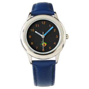 Pulsera Reloj de la correa de cuero azul del niño de la ca