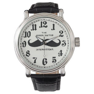 Pulsera Reloj de la correa de cuero del bigote del vintage