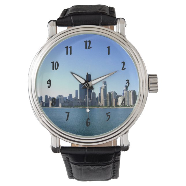 Pulsera Reloj de la silueta de Chicago (Anverso)