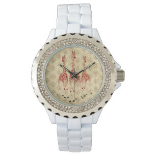 Pulsera Reloj de las jirafas del rosa rojo