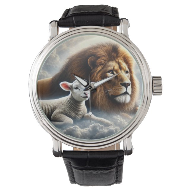 Pulsera Reloj de leones y corderos (Anverso)