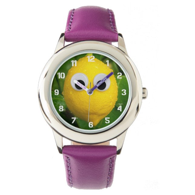 Pulsera Reloj de limón con ojos divertidos para niños (Anverso)
