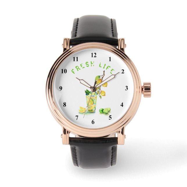 Pulsera Reloj de limón Jugo Bebida Fría Frutas Frescas (Anverso)
