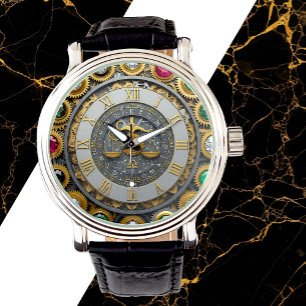 Pulsera Reloj de lira vintage, astrología, zodiaco, gemas,