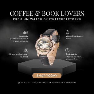 Pulsera Reloj de los amantes del café y del libro