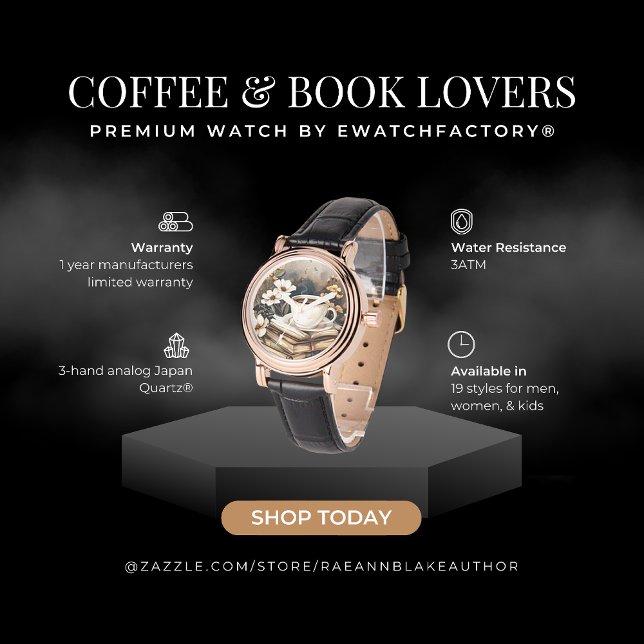 Pulsera Reloj de los amantes del café y del libro (Subido por el creador)