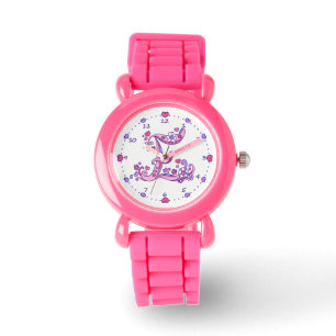 Pulsera Reloj de los chicas del corazón del doodle de la