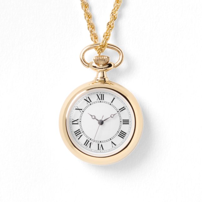 Pulsera Reloj de lujo clásico dorado con números romanos (Anverso)