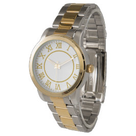 Pulsera Reloj de lujo de dos tonos oro y plata con números