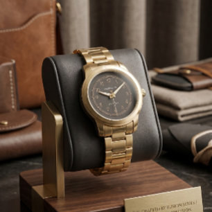Pulsera Reloj de lujo dorado y negro mate