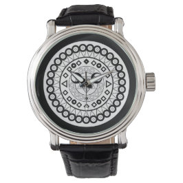 Pulsera Reloj de mandala en blanco y negro