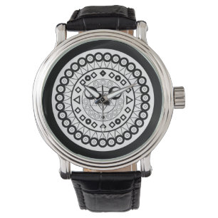 Pulsera Reloj de mandala en blanco y negro