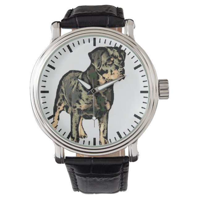 Pulsera Reloj de moda de Rottweiler Dog Men (Anverso)