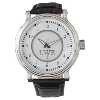 Pulsera Reloj de monograma blanco y negro masculino