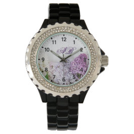 Pulsera Reloj de Monograma de Lila | Reloj de Piedras Prec