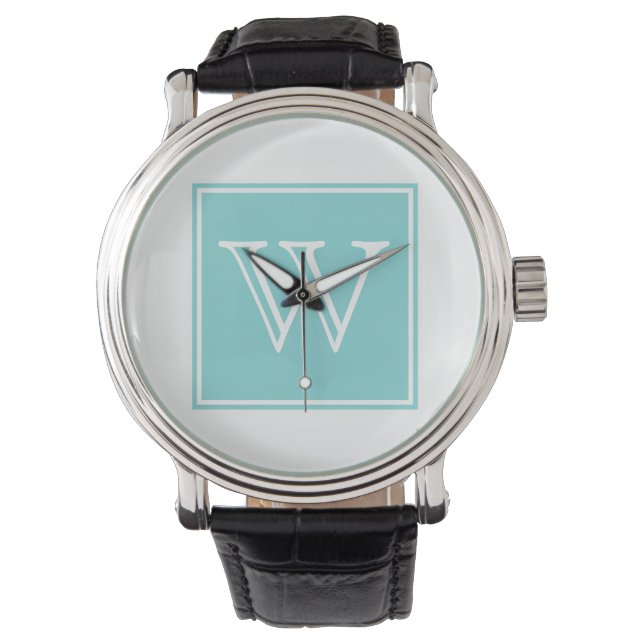Pulsera Reloj de monograma de turquesa (Anverso)
