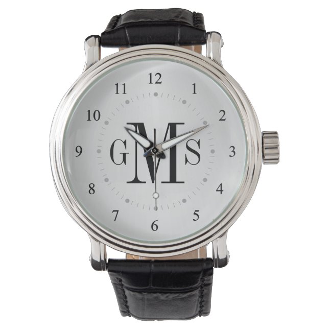 Pulsera Reloj de monograma personalizado de clase masculin (Anverso)