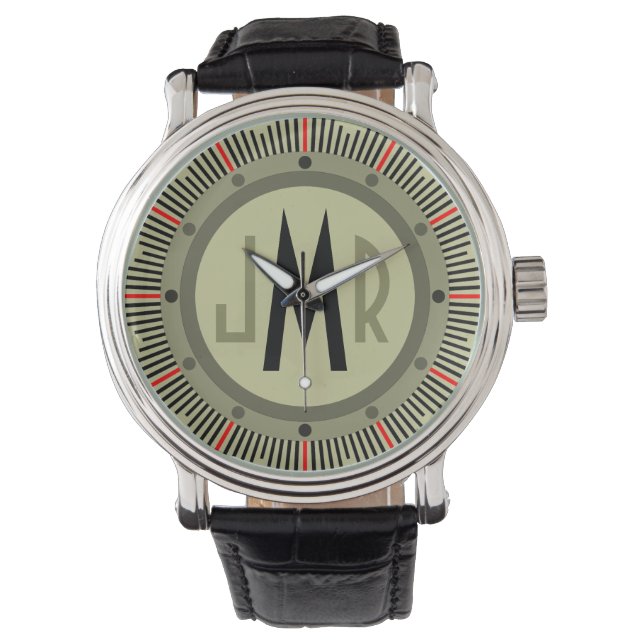 Pulsera Reloj de monograma personalizado para hombres (Anverso)