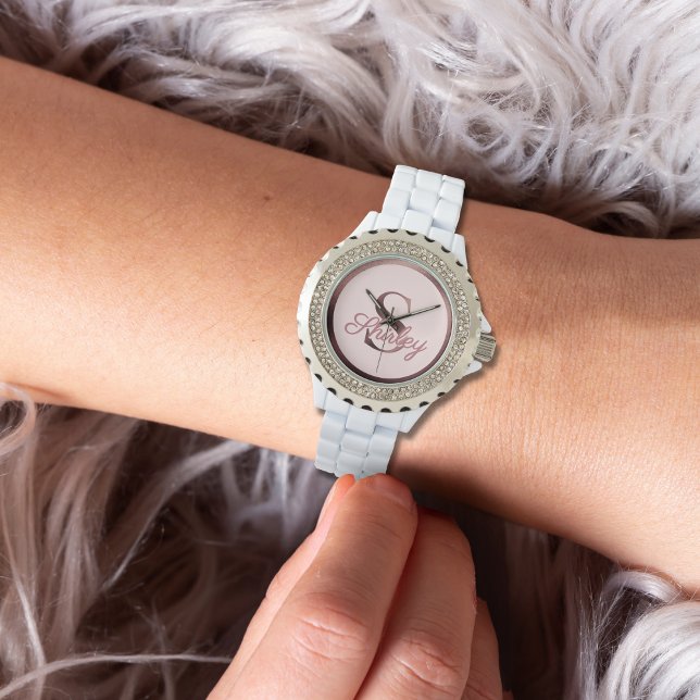 Pulsera Reloj de monograma S de oro rosa rosa elegante (Subido por el creador)