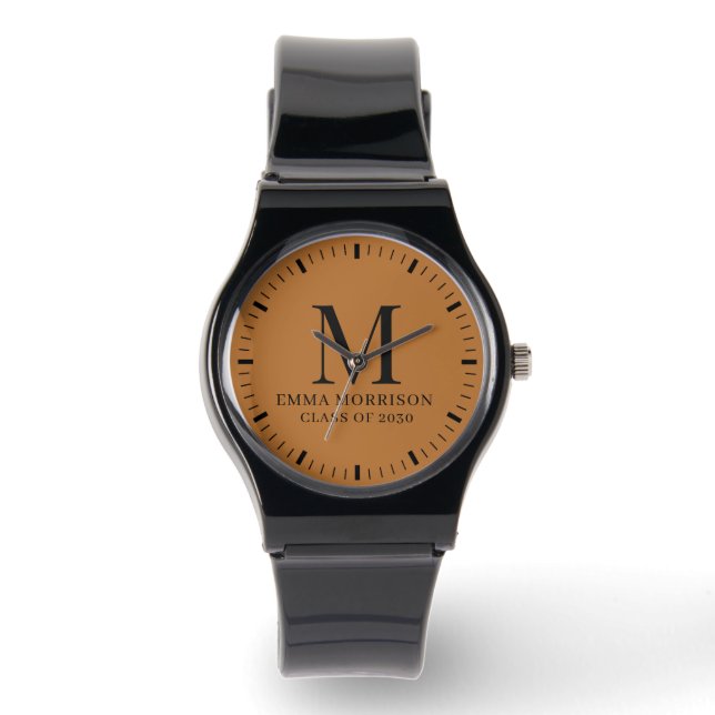 Pulsera Reloj de mujer con cara de cobre monogramado (Anverso)