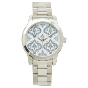 Pulsera Reloj de mujer, Mosaico Azul Plateado, Reloj de Lu
