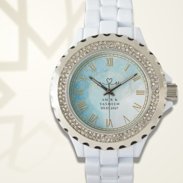 Pulsera Reloj de mujer personalizado de canica azul con st (Subido por el creador)