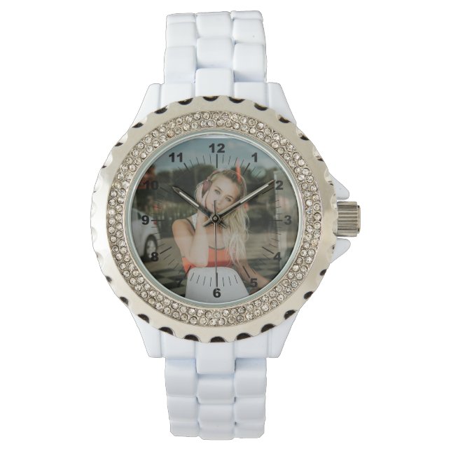 Pulsera Reloj de mujeres - Personalizado - Blanco Diamante (Anverso)
