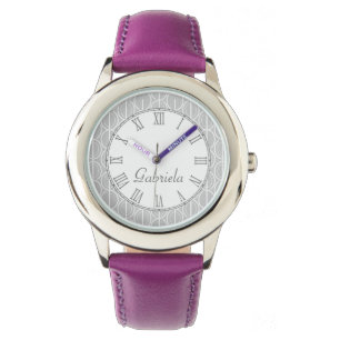 Pulsera Reloj de muñeca con estampado gris con nombre oval