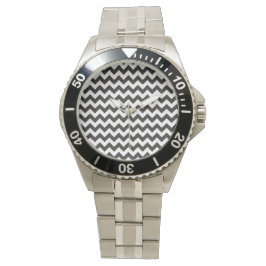 Pulsera Reloj de muñeca de acero inoxidable: Chevrons negr