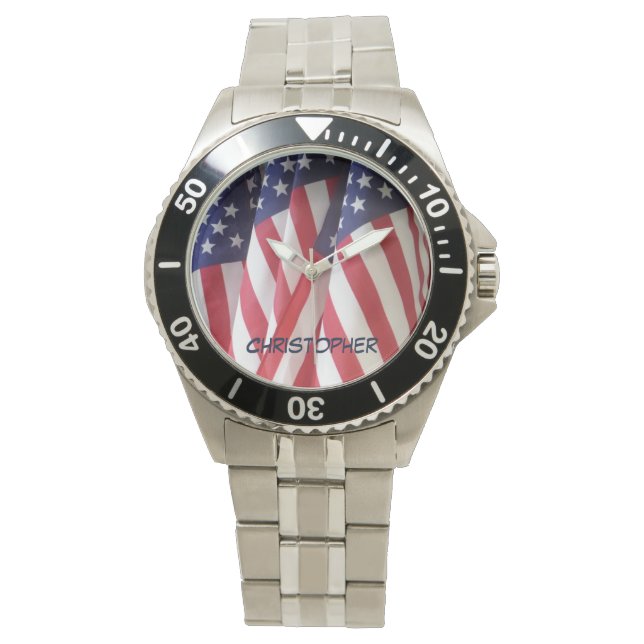 Pulsera Reloj de muñeca de banderas estadounidenses, nombr (Anverso)