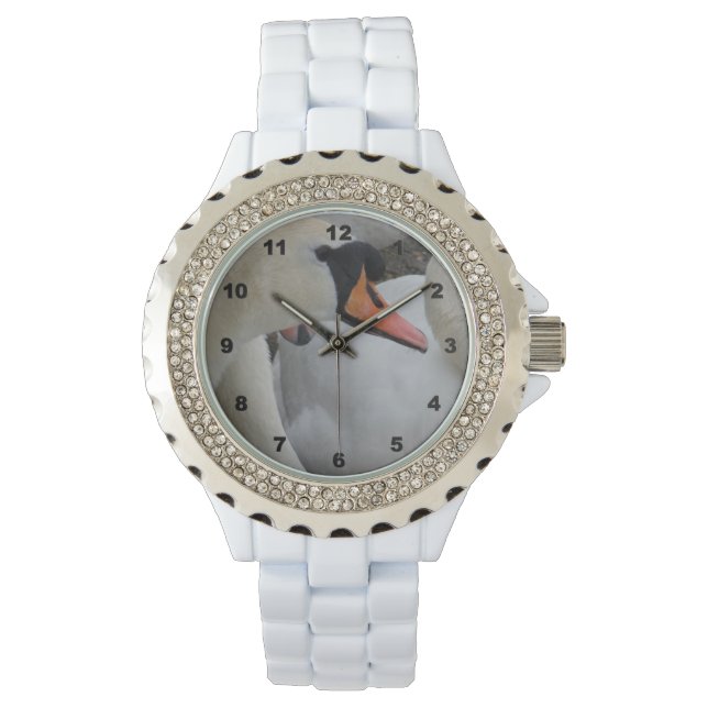 Pulsera Reloj de muñeca de esmalte blanco Diamante de imit (Anverso)