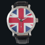 Pulsera Reloj de muñeca de la bandera británica<br><div class="desc">agregar texto o cargar tu propia imagen</div>