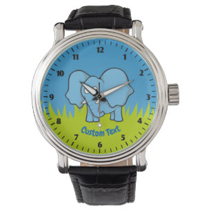 Pulsera Reloj de muñeca de personalizado de elefantes azul