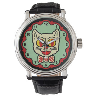 Pulsera Reloj de muñecas de gato vintage de los años 1940
