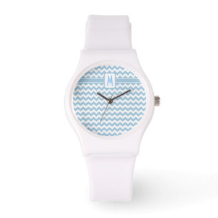 Pulsera Reloj de muñecas monogramadas: Chevrons azules y b