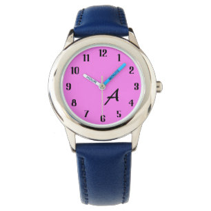 Pulsera Reloj de niña personalizado con monograma negro ro