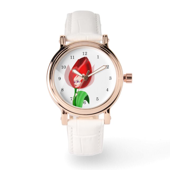 Pulsera Reloj de niña tulipán - Personalizable (Anverso)