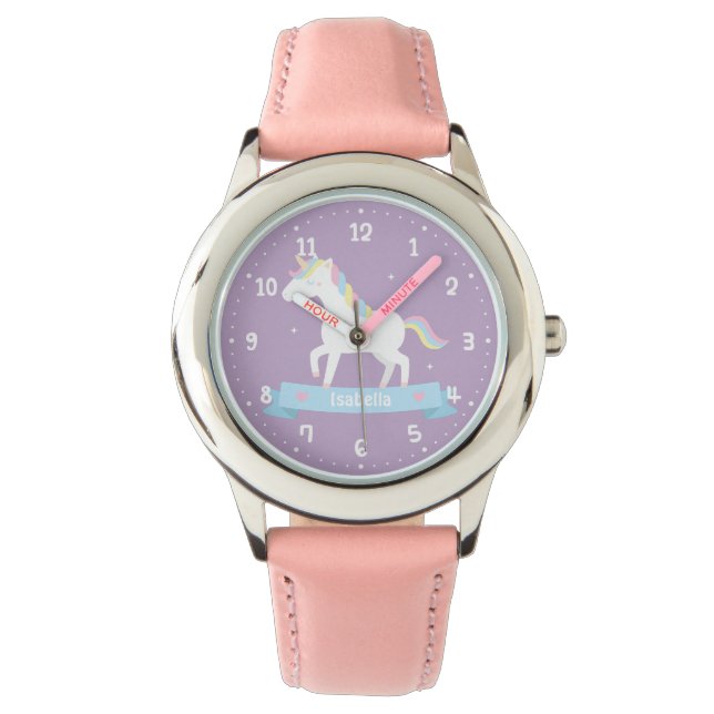 Pulsera Reloj de niñas unicornio blanco lindo (Anverso)