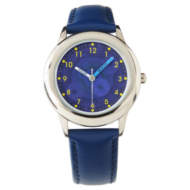 Pulsera Reloj de niños fractales Royal Blue Circular (Anverso)