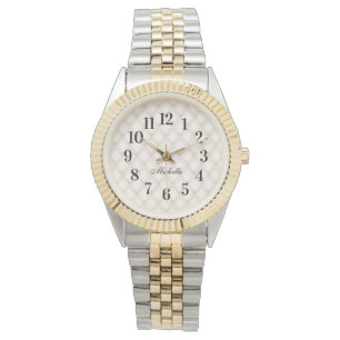 Pulsera Reloj de nombre de perla marfil vintage elegante