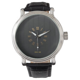 Pulsera Reloj de numerales romanos de lujo en negro mate y