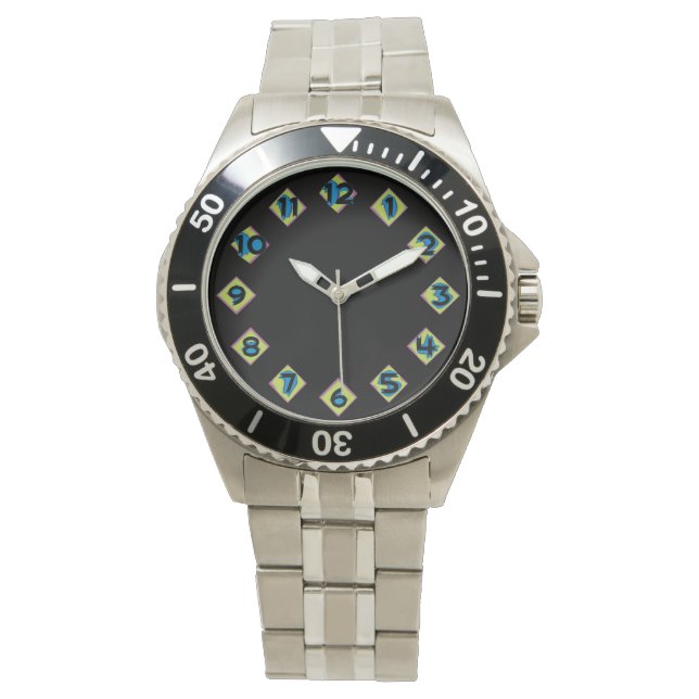 Pulsera reloj de números de diamante pastel (Anverso)