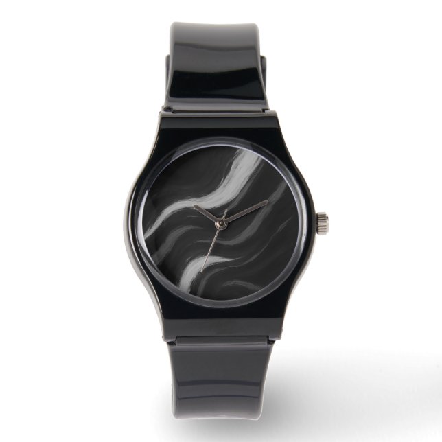 Pulsera Reloj de Onda de Mármol Oscuro (Anverso)