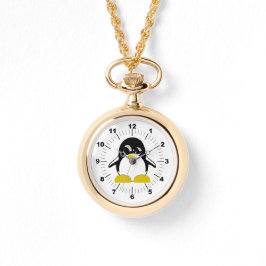 Pulsera Reloj de oro con parrilladas de pingüino femenino