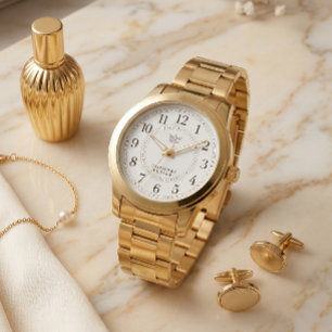 Pulsera Reloj de oro de lujo tipografía serif clásica coro