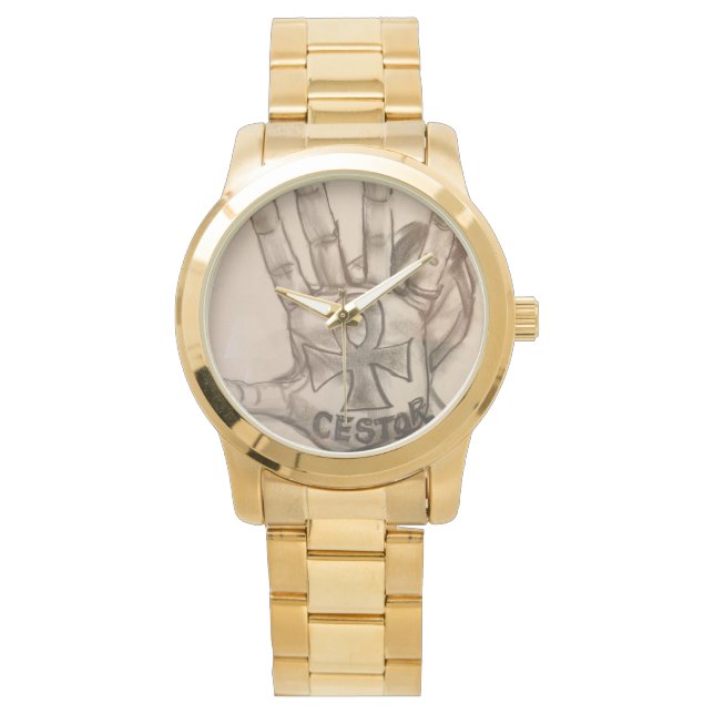 Pulsera reloj de oro personalizado para hombres... marca d (Anverso)