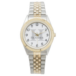 Pulsera Reloj de oro y plata monogramado para mujeres