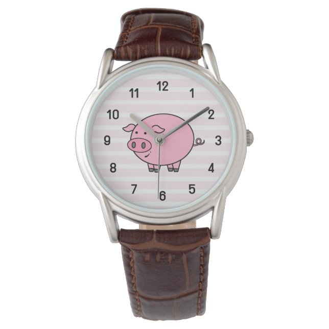 Pulsera Reloj de pared de cerdo rosado (Anverso)